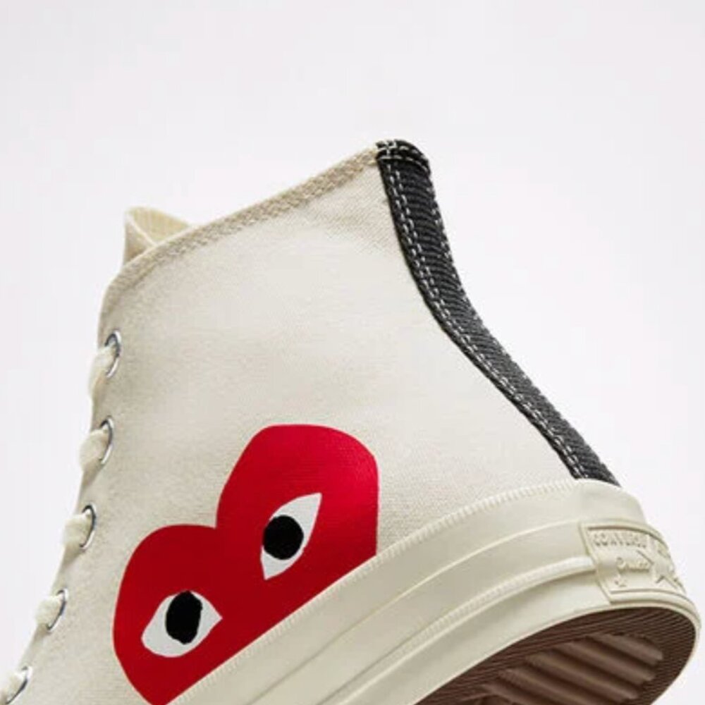COMME DES GARCONS PLAY Converse High Top Canvas Sneakers- MENS 5 1/2 - WOMANS 7 - Picture 5 of 10